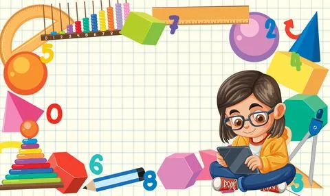 Child Learning with Educational Tools Stock Illustration