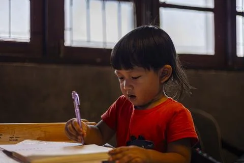 Child Learning How To Write Stock Photos