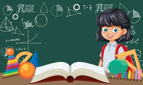 Child Learning Mathematics in Classroom Stock Illustration
