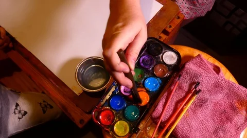 Child learning to paint Stock-Footage 118352518