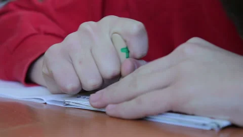 A child learns and writes braille at school 3 Stock Footage 268283620