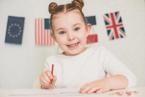 The child learns foreign languages. Stock Photos