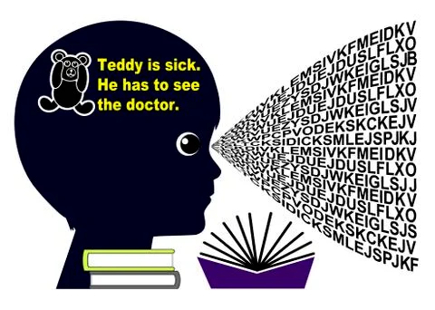 Child learns to read Stock Illustration
