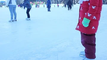 A child learns to skate, winter ice Vídeo Stock 85964557