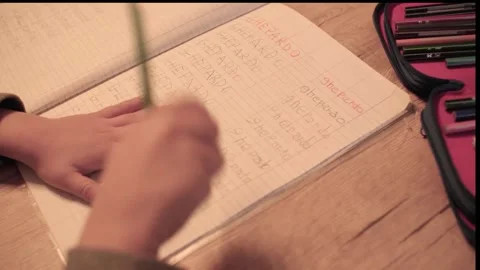 Child learns to write early school4 Stock Footage 148472042