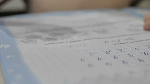  Child Learns To Write Numbers, Education At Home Stock Footage 122755451