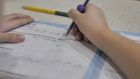 The Child Learns To Write,  Preschool  Education Stock Footage 122745684