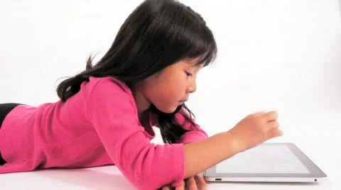 Child Little Girl Using Touchscreen Computer Stock Footage 816735