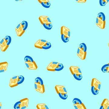 Child lock feature isometric icon seamless pattern Stock Illustration