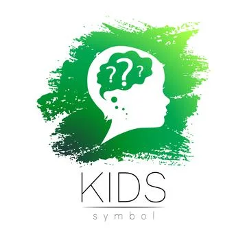 Child Logo Vector Symbol For Teacher Grow Up Kids Silhouette profile human head Stock Illustration