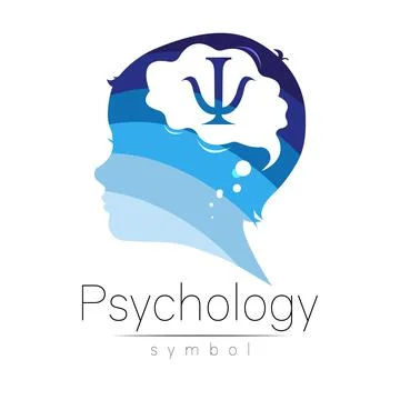 Child logotype in vector with brain and psychology sign in few blue colors Stock Illustration