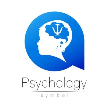 Child logotype in vector with brain and psychology sign in blue circle Ilustración de archivo