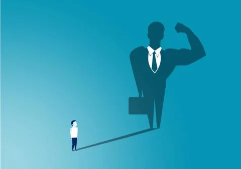 Child looking big shadow man business himself for future Stock Illustration