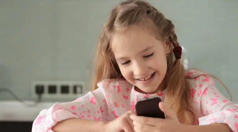 Child looking at mobile phone Stock Footage 60253672