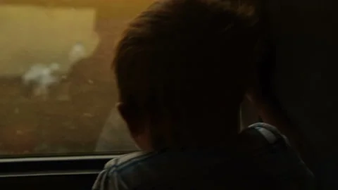 Child looking out the train window Stock Footage 90737625