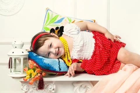 Child lying on the pillow Stock Photos