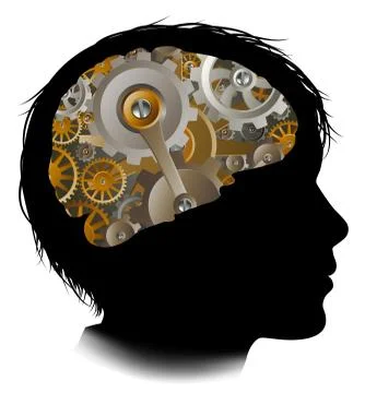 Child Machine Workings Gears Cogs Brain Stock Illustration