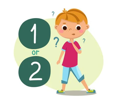 The child makes a choice. Children study, achievements science. Vector Stock Illustration