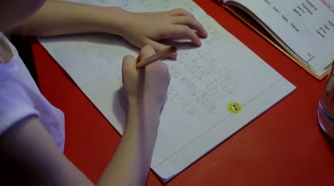 The child makes lessons Stock Footage 46497297