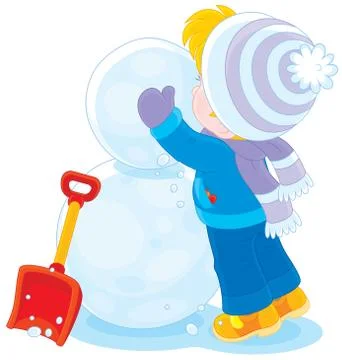 Child makes a snowman Stock Illustration