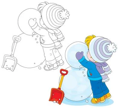 Child makes a snowman Stock Illustration