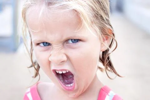 Child making funny face Foto stock