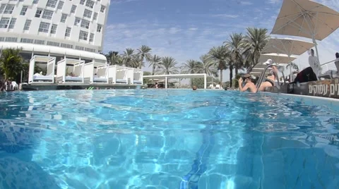 The child in a mask under water, learn to swim Stock Footage 68486403