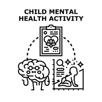 Child mental health activity developing brain treatment Illustrazione stock