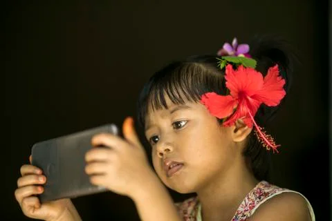 Child with mobile device Stock Photos