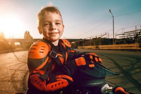 Child on a motorcycle Stock Photos