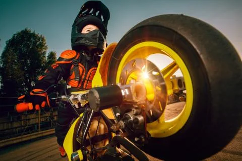 Child on a motorcycle Stock Photos