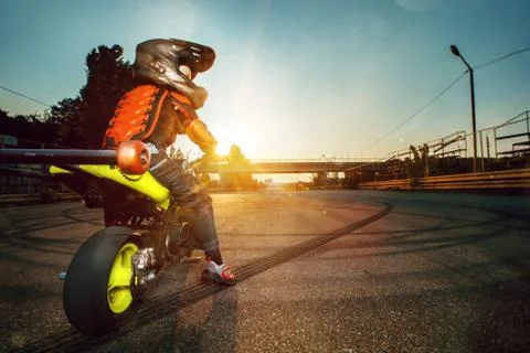 Child on a motorcycle Stock Photos