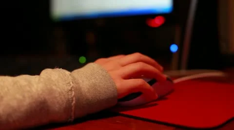 A child moved a mouse Stock Footage 10590079