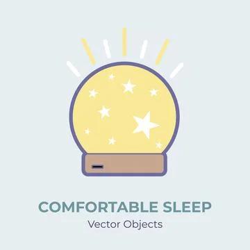 Child night light vector isolated. Comfortable sleep illustration item cute Stock Illustration