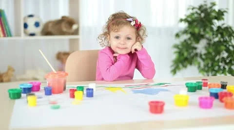 Child in the nursery. Looking at camera Stock Footage 8984713