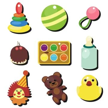 Child objects on white background Stock Illustration