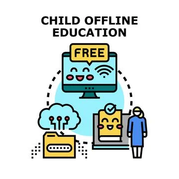 Child offline education learning concept vector illustration Stock Illustration
