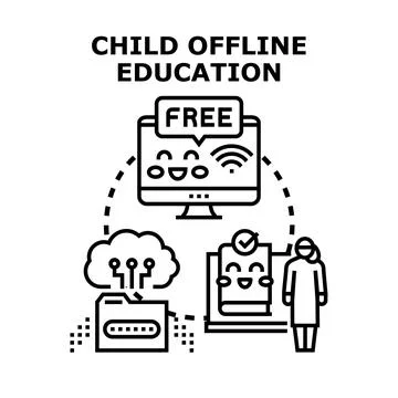 Child offline education learning concept vector illustration Stock Illustration