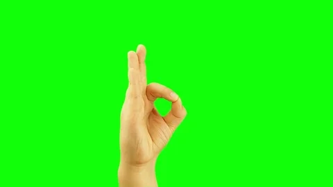 Child or kid hand gesturing ok sign isolated green screen Stock Footage 73821450