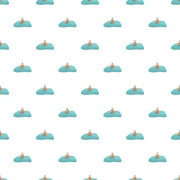 Child with orange life vest floating in water pattern Stock Illustration