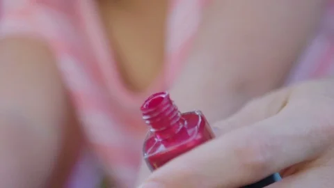 Child painting nails Stock Footage 76729247