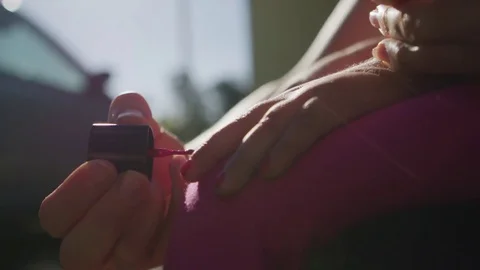 Child painting nails Stock Footage 76729475