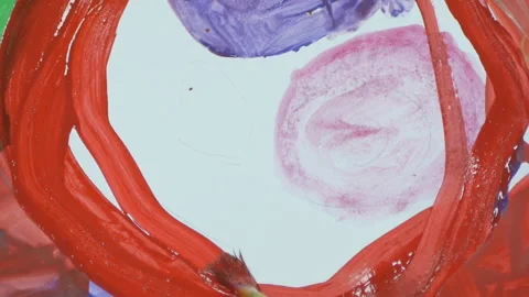 Child paints and brushes. close-up Stock Footage 103210903
