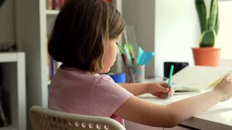 Child paints at class or home closeup. Children art and creativity concept. Stock Footage 301976489