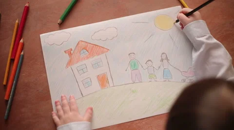Child Paints a Figure Stock Footage 66299100