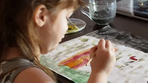 The child paints Stock Footage 89237014