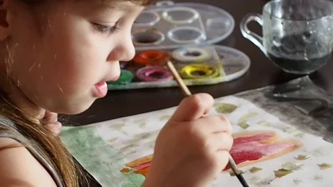 The child paints Stock Footage 89240668