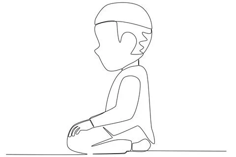 A child performs the movement of praying and sitting greetings Stock Illustration