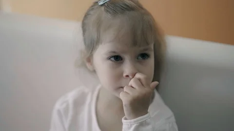 Child Picking Her Nose Stock Footage 105619763