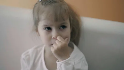 Child Picking Her Nose Stock Footage 105621181
